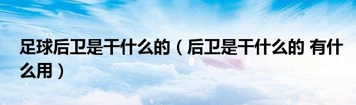 足球后卫是干什么的（后卫是干什么的 有什么用）