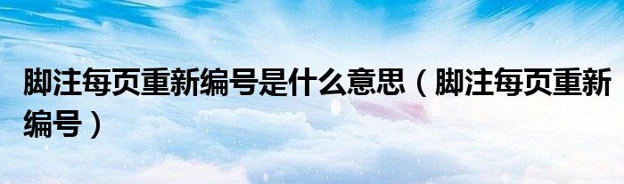 脚注每页重新编号是什么意思（脚注每页重新编号）