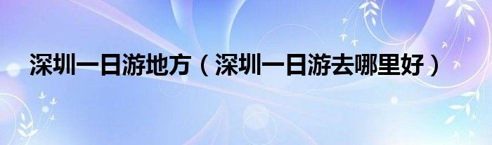 深圳一日游地方（深圳一日游去哪里好）