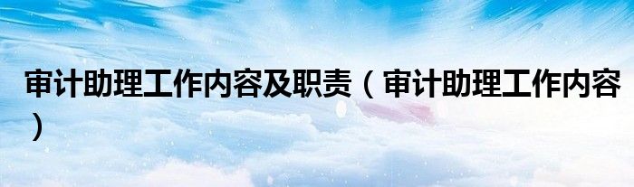 审计助理工作内容及职责（审计助理工作内容）