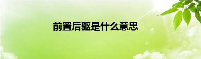 前置后驱是什么意思