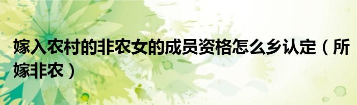 嫁入农村的非农女的成员资格怎么乡认定（所嫁非农）