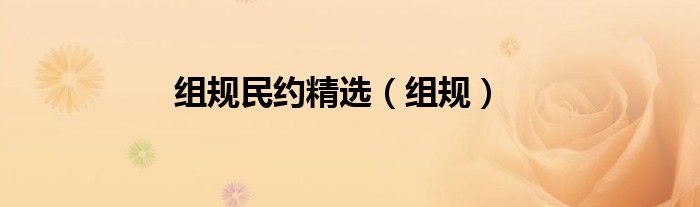 组规民约精选（组规）