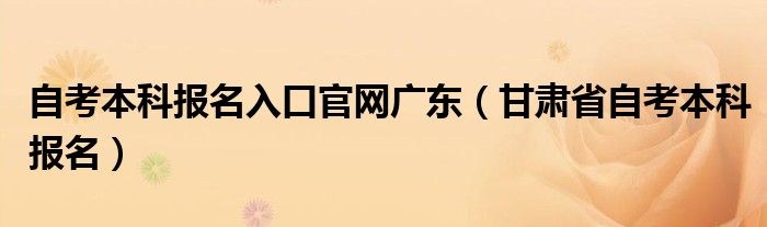 自考本科报名入口官网广东（甘肃省自考本科报名）