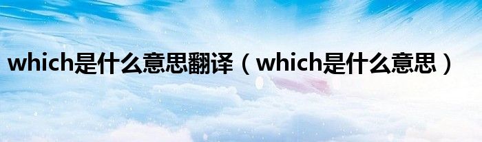 which是什么意思翻译（which是什么意思）