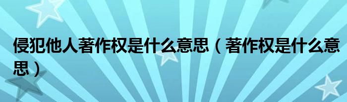 侵犯他人著作权是什么意思（著作权是什么意思）