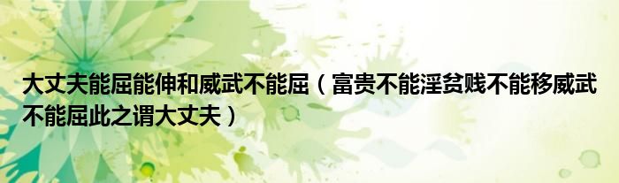 大丈夫能屈能伸和威武不能屈（富贵不能淫贫贱不能移威武不能屈此之谓大丈夫）