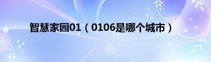 智慧家园01（0106是哪个城市）