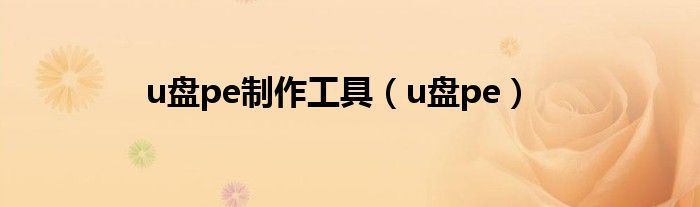 u盘pe制作工具（u盘pe）