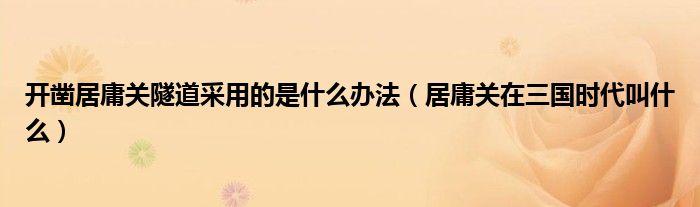 开凿居庸关隧道采用的是什么办法（居庸关在三国时代叫什么）
