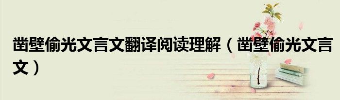 凿壁偷光文言文翻译阅读理解（凿壁偷光文言文）