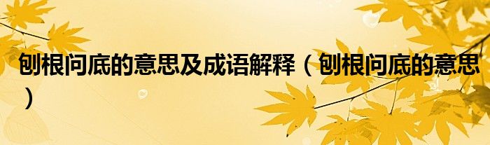 刨根问底的意思及成语解释（刨根问底的意思）