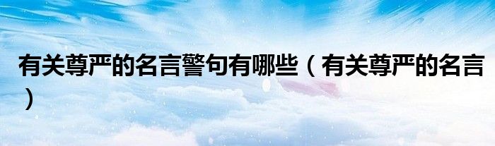 有关尊严的名言警句有哪些（有关尊严的名言）