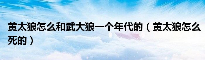 黄太狼怎么和武大狼一个年代的（黄太狼怎么死的）