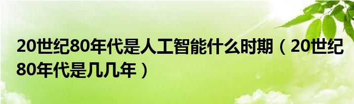 20世纪80年代是人工智能什么时期（20世纪80年代是几几年）