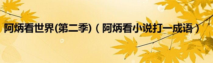 阿炳看世界(第二季)（阿炳看小说打一成语）