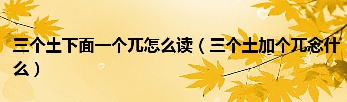 三个土下面一个兀怎么读（三个土加个兀念什么）