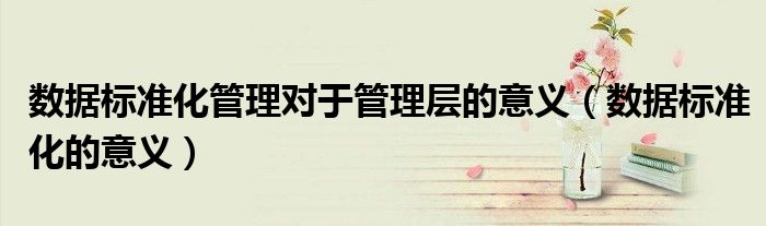 数据标准化管理对于管理层的意义（数据标准化的意义）