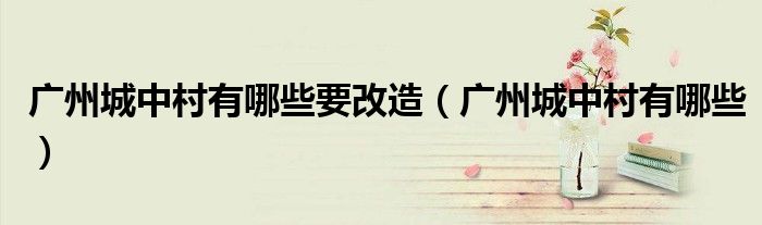 广州城中村有哪些要改造（广州城中村有哪些）