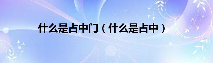 什么是占中门（什么是占中）