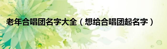 老年合唱团名字大全（想给合唱团起名字）