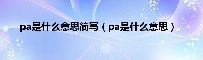 pa是什么意思简写（pa是什么意思）