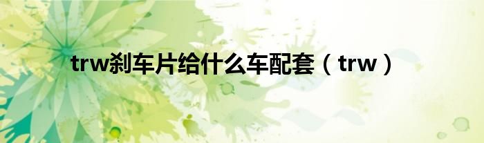 trw刹车片给什么车配套（trw）
