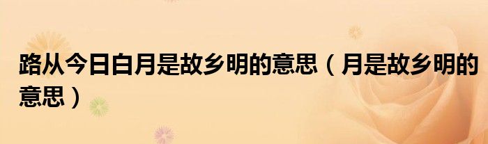 路从今日白月是故乡明的意思（月是故乡明的意思）