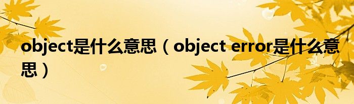 object是什么意思（object error是什么意思）