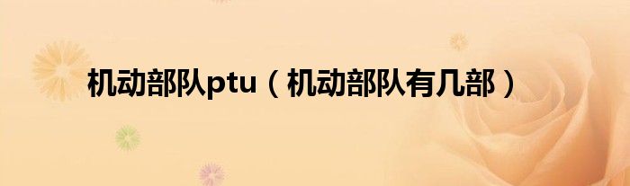 机动部队ptu（机动部队有几部）