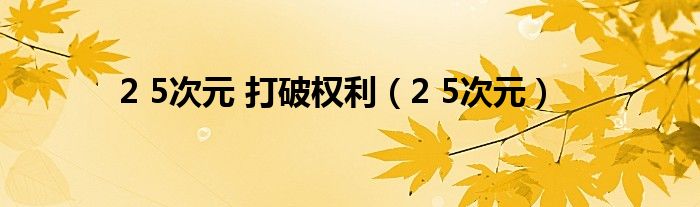 2 5次元 打破权利（2 5次元）