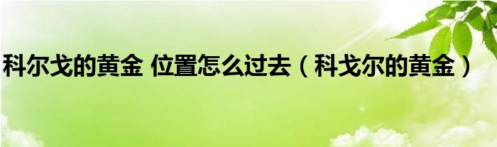 科尔戈的黄金 位置怎么过去（科戈尔的黄金）