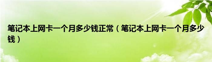 笔记本上网卡一个月多少钱正常（笔记本上网卡一个月多少钱）