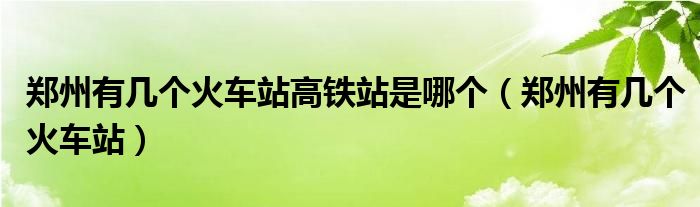 郑州有几个火车站高铁站是哪个（郑州有几个火车站）