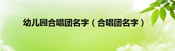 幼儿园合唱团名字（合唱团名字）