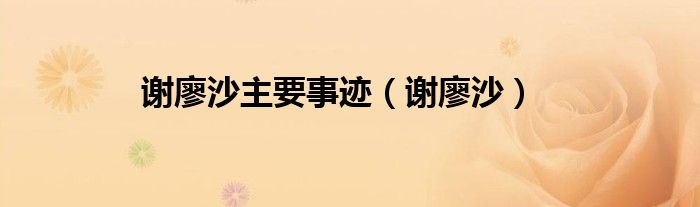 谢廖沙主要事迹（谢廖沙）