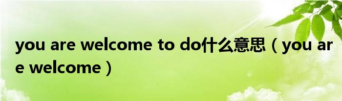 you are welcome to do什么意思（you are welcome）