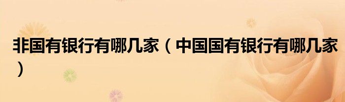 非国有银行有哪几家（中国国有银行有哪几家）