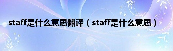 staff是什么意思翻译（staff是什么意思）