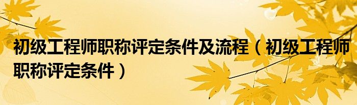 初级工程师职称评定条件及流程（初级工程师职称评定条件）