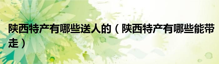 陕西特产有哪些送人的（陕西特产有哪些能带走）