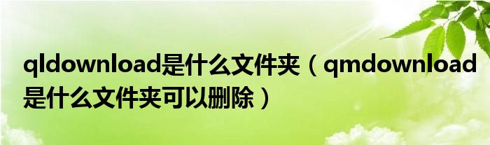 qldownload是什么文件夹（qmdownload是什么文件夹可以删除）