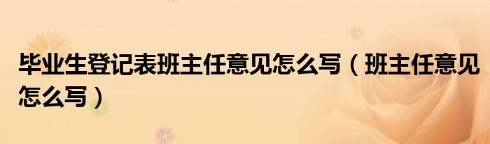 毕业生登记表班主任意见怎么写（班主任意见怎么写）