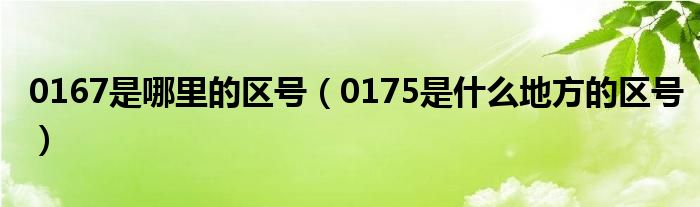 0167是哪里的区号（0175是什么地方的区号）