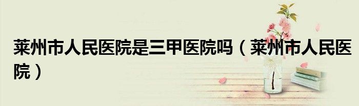 莱州市人民医院是三甲医院吗（莱州市人民医院）