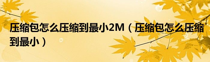 压缩包怎么压缩到最小2M（压缩包怎么压缩到最小）