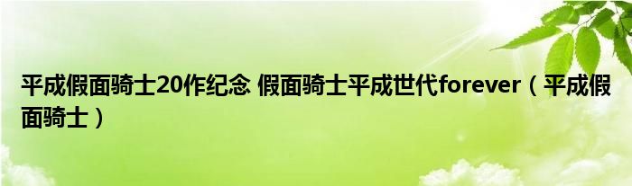平成假面骑士20作纪念 假面骑士平成世代forever（平成假面骑士）