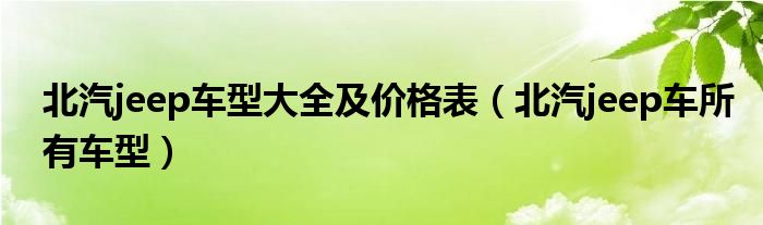 北汽jeep车型大全及价格表（北汽jeep车所有车型）