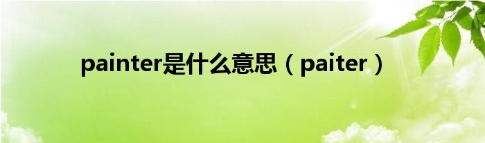 painter是什么意思（paiter）