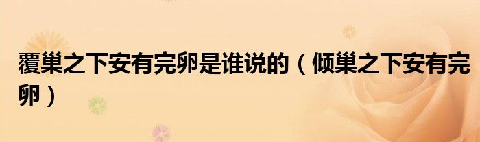 覆巢之下安有完卵是谁说的（倾巢之下安有完卵）
